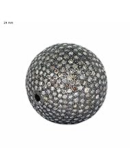 24mm Sterling Silver Diamond Pave Bead Finding Antique Style Jewelry