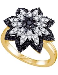 0.85CTW BLACK DIAMOND FLOWER RING