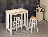 IMAGE OF Mission Style Breakfast Set with White Tile Top with Stools