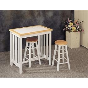 3 Piece Natural-White Bar Stool Set By Coaster Furniture by Coaster