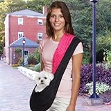 East Side Collection Reversible Sling Pet Carriers  -  Brightly Colored Polyester Over-the-Shoulder Carriers for Small Dogs, Black and Pink