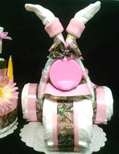 Camouflage Tricycle Diaper Cake Pink Girl Baby Shower Centerpiece or Gift By Little Kg Dreams