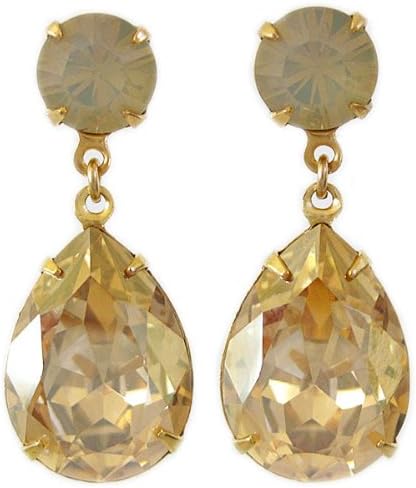 Liz Palacios Goldtone Double Teardrop Cadenas Crystal Earrings, Golden Shadow CAE-3