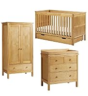 Oscar Wardrobe, Changing Unit, Cot Bed & Open Coil Sprung Mattress Set