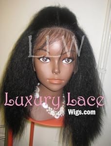 16 Inch Luxury Lace Brand 100% Indian Remy Full Lace Wig Natural Kinky Color 1B