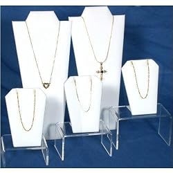 8 White Leather Display Pendant Bust & Jewelry Risers