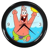 Black Wall Clock of Spongebob Squarepants Patrick Star Running on Beach (Sponge Bob Square Pants)