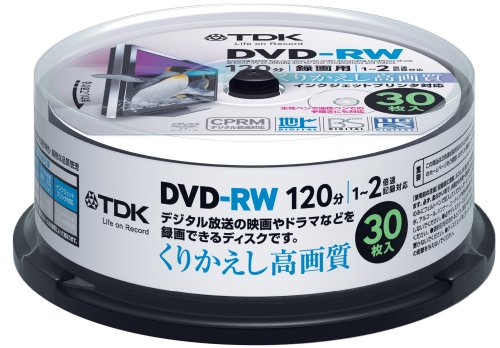 TDK 録画用DVD-RW CPRM対応 1-2倍速対応 ホワイトプリンタブル 30枚スピンドル DRW120DPA30PU