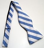 100% Silk Self-tie Bow Tie – Light Blue and White Stripe – UNC