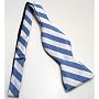 100% Silk Self-tie Bow Tie - Light Blue and White Stripe - UNC