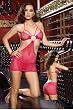 Strappy Fishnet Halter Dress Sexy Lingerie - One Size in Fuchsia