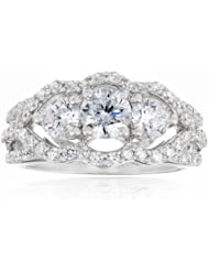 Sterling Silver Round Cubic Zirconia Ring, Size 7