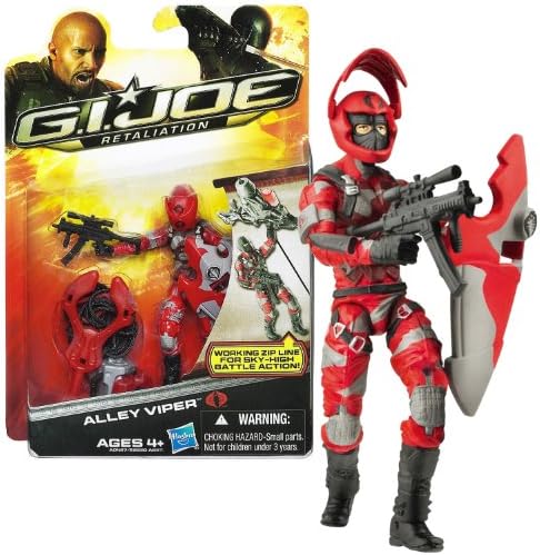 Hasbro Year 2012 G.I. JOE Movie Series "Retaliation" 4 Inch Tall Action Figure - ALLEY VIPER with Working Zip Line, Removable Helmet, Shield and Assault Rifle