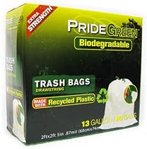 PrideGreen Biodegradable 13 Gallon White Tall Kitchen Drawstring 
Trash Bags, Pack of 2 (180 Bags)
