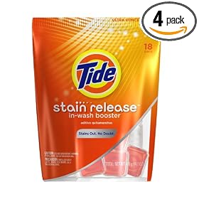 Tide Stain Release Duo Pac In-Wash Booster, 18-Count Pouches (Pack of 4)
