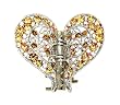 Hair Clip - H46 - Filigree Heart set with Swarovski (tm) Crystal Stones ~ Topaz (Gold)