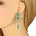 EleQueen Women's Austrian Crystal Art Deco Chandelier Bridal Teardrop Earrings Antiqued-gold-tone Emerald Color
