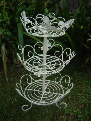 Cream Wrought Iron Butterfly Cake Stand