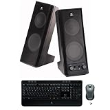 Logitech MK520 Wireless Desktop Keyboard and Mouse with X-140 Stereo Speaker System Bundle