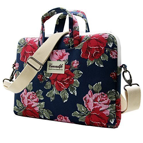 Canvaslife Flower Patten Laptop Messenger Bag 15 Inch Laptop Briefcase 15.4 Inch /15.6 Inch for Macbook Pro 15 / Dell/hp/lenovo/sony/toshiba/ausa/acer/samsung Laptop Shoulder Bag