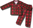 Calvin Klein Red and Green Plaid Coat Style Pajamas for Children - ON SALE
