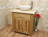 Solid Light Oak Bathroom Vanity Set White Marble Sink 502-MB-WM025