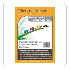 Chroma - A4 Duo Double Sided Matte/Matte Inkjet Photo Paper - Premium Grade 220gsm (200 Sheets)