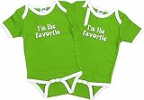 Urban Smalls I'M The Favorite Twin Set Of 2 Short Sleeve Bootysuit, Dark Lime, 0-6 Months