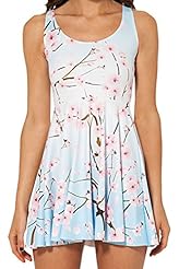 Pleated General Print Polyester/Spandex Summer Skater Dress 