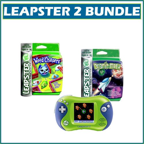 Leapfrog 21155 Leapster 2 Green w/ Arcade Word Chasers Educational Game and Cosmic Math