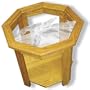Oak Glass Top End Table With Wolf Etched Glass - Wolf End Table Furniture - Unique Wolf Gift Ideas - Fully Assembled - 22" x 22" x 20" high