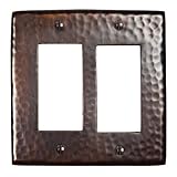 The Copper Factory CF124AN Solid Hammered Copper Double GFCI Plate, Antique Copper Finish