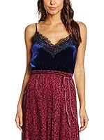 Cortefiel Top Terciopelo / Encaje (Azul)