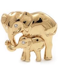 Gold Plated Mother&Baby Elephant Brooch