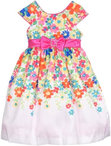 Nannette Girls Little Girls' Print Bow Dress (Multi 2T)
