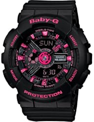 Casio Womens BA-111-1ACR Baby-G Analog-Digital Display Quartz Black Watch