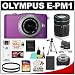 Olympus PEN Mini E-PM1 Micro 4/3 12.3 MP Digital Camera & 14-42mm MSC II R Lens (Purple/Silver) with 40-150mm Lens + 32GB Card + Battery + Case + 2.5x Telephoto & .45 Wide Angle Lens Set + (2) UV Filters + Tripod Kit