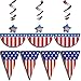 4th of July patriotic decorations party pack, includes a 24 feet stars and stripes banner, Patriotic American Flag Bunting 12 Ft. Long patriotic hanging swirl star shaped decorations!