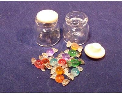 Dollhouse Miniature candy (6 colors 12 grains) with lid bottle of wood (2) set