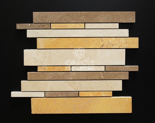 51EnBB6LE5L Blended Travertine Honed Arbitrary   Strip Mosaic Tiles