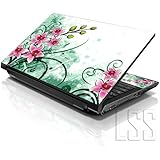 LSS 15 15.6 inch Laptop Notebook Skin Sticker Cover Art Decal Fits 13.3" 14" 15.6" 16" HP Dell Lenovo Apple Asus Acer Compaq (Free 2 Wrist Pad Included) Pink Flower Floral