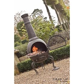 136cm Bronze Steel Chimenea Chiminea with BBQ Grill