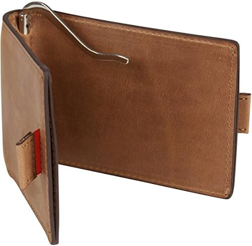 RFID Blocking Slim Mens Leather Wallet with Money Clip - Bifold Front Pocket Design - Travel Bifold Design With Credit Card Protection - Men - 100% Premium Genuine Saddle Leather - Sienna Brown