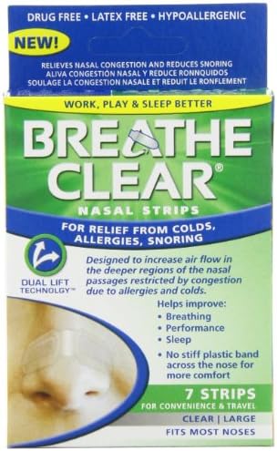 Breathe Clear Nasal Strip, Clear, Medium/Large, 7 Count Boxes (Pack of 4)