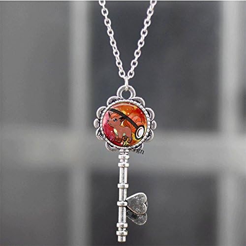 Vulpix Pokeball Key Necklace // Pokemon Fire Type Fox Key Pendant 1 Inch Round Gift Idea Gamer Gear -A2