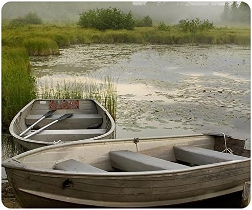 Rowboats In Misty Morning Lake Customized Rectangle Mousepad, Mouse Pad