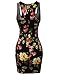 Awesome21 Floral Print Sleeveless Racer-Back Mini Body-Con Dress Black M
