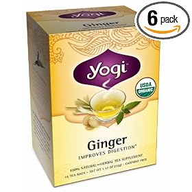 Yogi Ginger, Herbal Tea Supplement, 16-Count Tea Bags (Pack of 6)