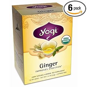Yogi Ginger, Herbal Tea Supplement, 16-Count Tea Bags (Pack of 6) Yogi Ginger, Herbal Tea Supplement, 16-Count Tea Bags (Pack of 6)