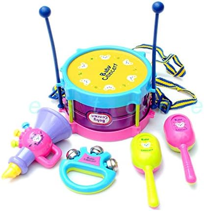 Hot! 5pcs Kids Roll Drum Musical Instruments Band Kit Children Toy Gift Set New